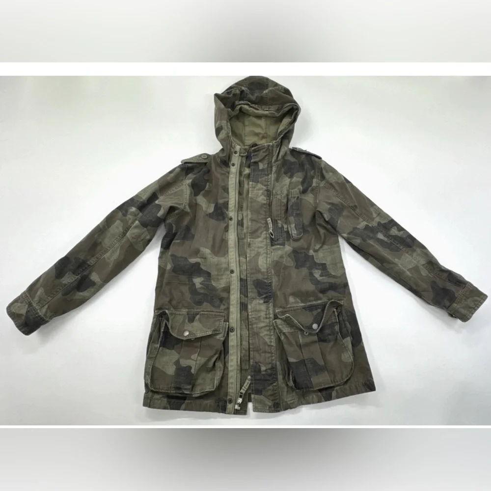 GAP Field Army Jacket Youth XXL 14 16 Camo Anorak Hooded Military Lined Canvas